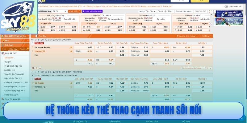 Hệ thống kèo thể thao cạnh tranh sôi nổi