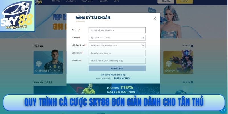 Quy trình cá cược Sky88 đơn giản dành cho tân thủ